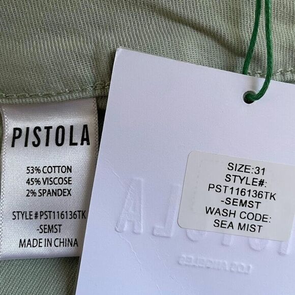 Pistola Womens Jeans Green High Rise Utility Crop Straight Super Stretch Size 31 - Picture 6 of 13